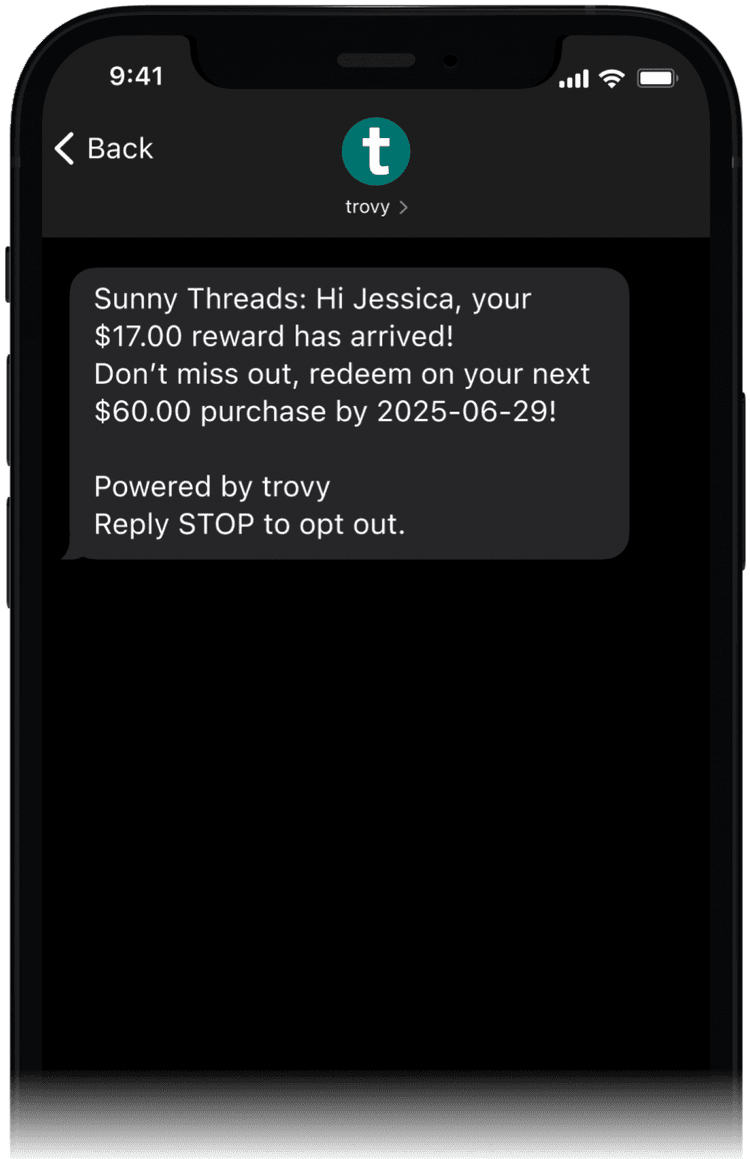 trovy cashback rewards dashboard
