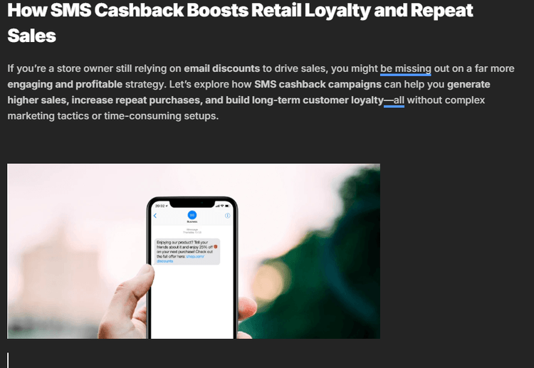 Cover image for blog titled: How SMS Cashback Boosts Retail Loyalty and Repeat Sales